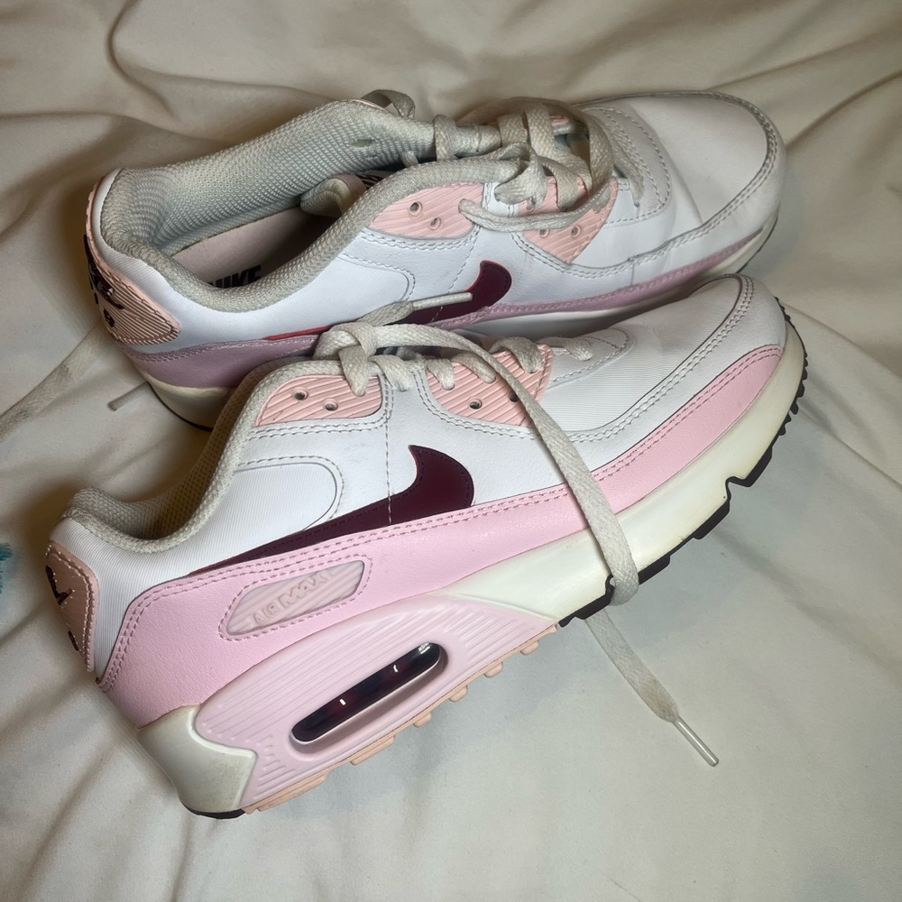 Nike Women's Air Max 90 Pink and White Sneakers